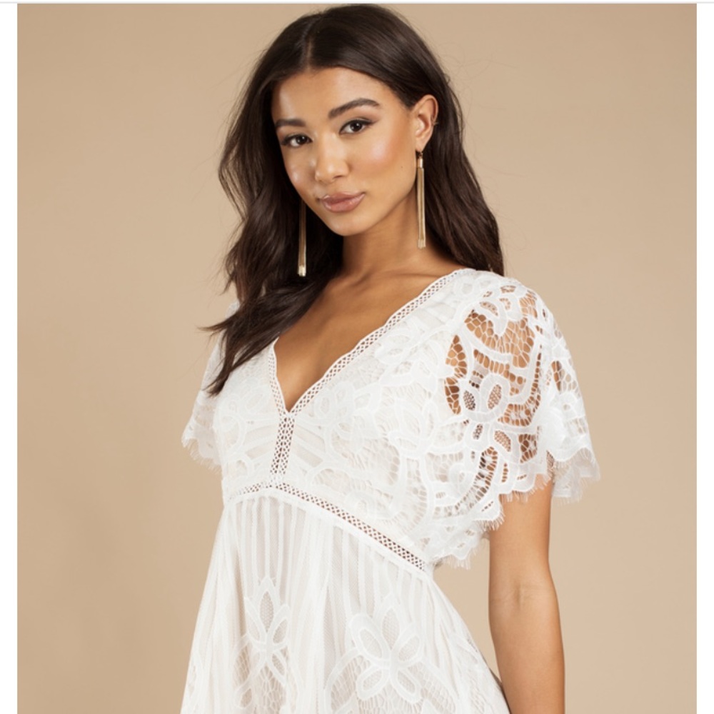Tobi White Lace Skater Dress